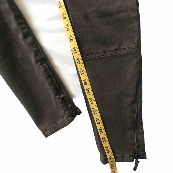 H&M Mama Maternity Pant SZ 8 Olive Green Skinny Full Panel Stretch Tummy Zip Hem - Picture 8 of 9